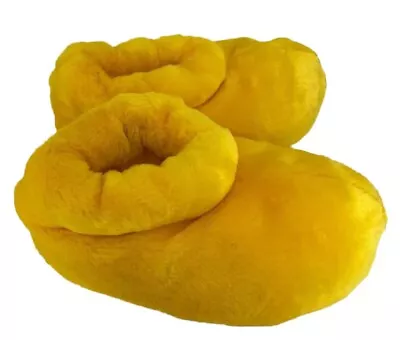 Disney Parks Mickey Mouse Feet Plush Slippers Adult Size Large L Yellow • $29.99