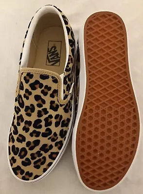 Vans Classic Slip On Tan Leopard Print Unisex Trainers UK Size 46 &8 • £44.99