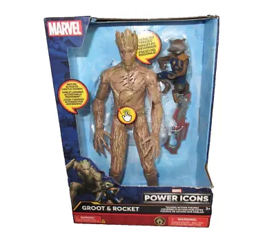 Marvel Power Icons Talking Groot & Rocket Action Figure • $49.90