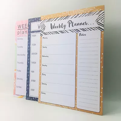 £7.99 • Buy 3 X Weekly Planner Things To Do Desk Pad Paper Notes Memo List Meal Organiser 