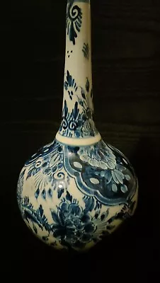 Antique Delft Blue And White Pottery Vase • $18.64