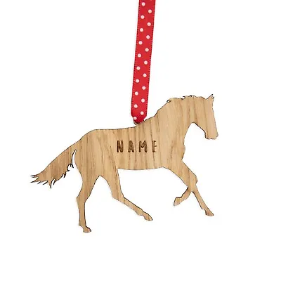 Personalised Christmas Horse Pony Shaped Wooden Decoration Ornament Keepsake • £7.95