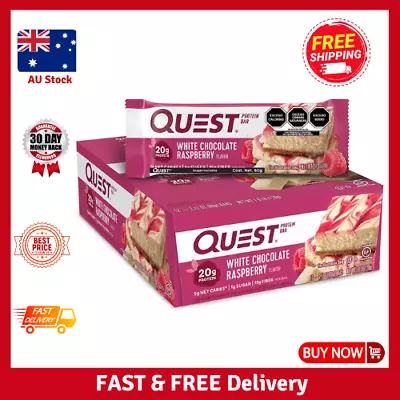 Quest Nutrition White Chocolate Raspberry Protein Bar Low Carb High Protein 12pk • $55.47