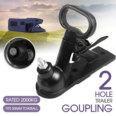 $29.59 • Buy TRAILER HITCH 2 HOLE QUICK RELEASE COUPLING BLACK 50MM 2000kg