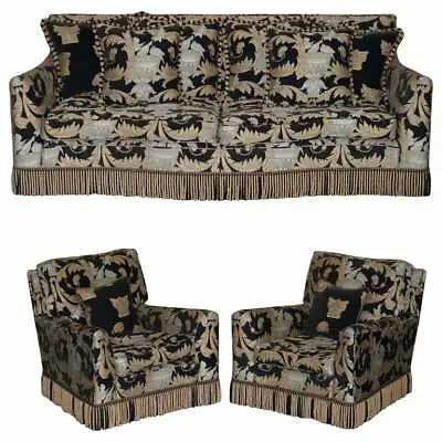 £3500 • Buy Duresta Diplomat Three Piece Sofa & Armchair Suite Versace Italian Upholstery