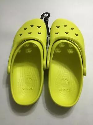 NWT! CROCS Disney Parks NEON YELLOW CLOGS Sandals M6/w8 • $54