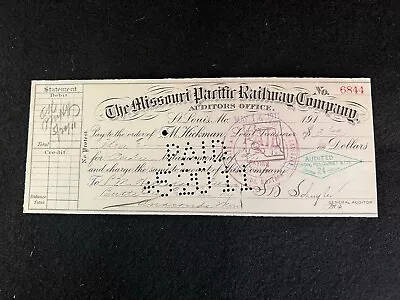 The Missouri Pacific Railway Company Auditors Check 1911 • $26.50