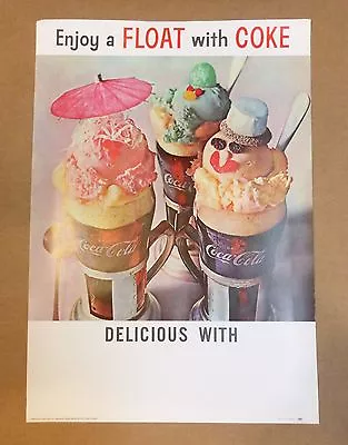 Vintage Coca Cola 50's Poster  Enjoy A Float With Coke  • $14.99