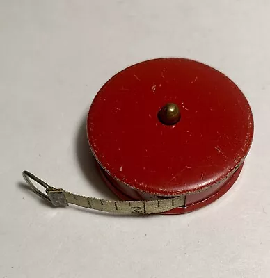 J B Carroll Vintage Cloth Retractable 48” Tape Measure Chicago Red Metal Case • $12.49