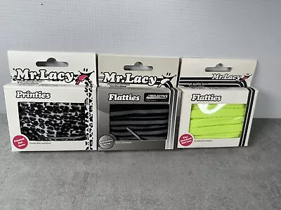 Mr.Lacy Flatties Unisex Laces 3 Pairs Mixed Bundle Pack Festival Retro Y2K Flat • £6.49