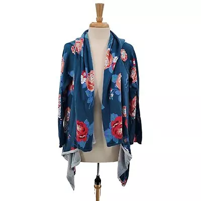 Matilda Jane Cozy Days Floral Cardigan Sweater Size L Waterfall Open Front Blue • $23.07