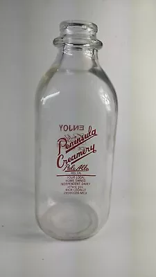 Vintage Peninsula Creamery Quart Milk Bottle Palo Alto CA Dairy Ice Cream Used • $17.87