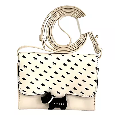 RADLEY Crest Chalk White Leather Small Crossbody Purse Bag With Dust Bag - New • £39