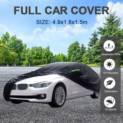 Outdoor Full Car Cover Waterproof All Weather Protection Anti-UV Dust Snow XXL • $34.98