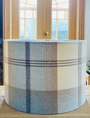 Porter & Stone Balmoral Tartan Check Wool Effect Lampshade (sky) Blue Handmade • £25