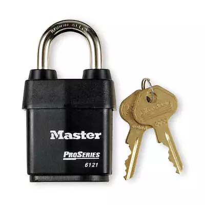 MASTER LOCK 6121N Keyed Padlock 7/8 InRectangleBlack • $36.88