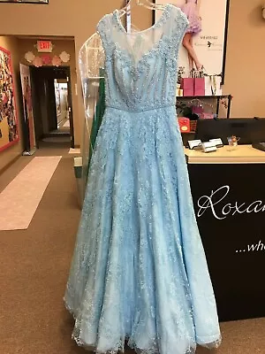 Sherri Hill 51010 Light Blue Pageant Couture Ball Gown Dress Sz 12 SALE! • $584.99