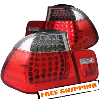 ANZO 321096 Chrome Red/Clear Lens LED Tail Lights For 02-05 BMW 3 Series E46 4dr • $332.41