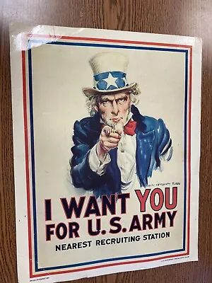 I Want You For US Army Recruiting Poster 1984 US Govt Printing Office 14x11 • $17.99