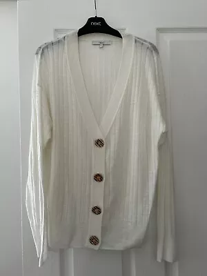 NEXT Ladies Cream Cardigan Size 16 Part Linen • £7