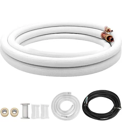 VEVOR 1/4 X1/2 X16ft Ductless Mini Split Line Set Control Wire Insulated Copper • $51.59