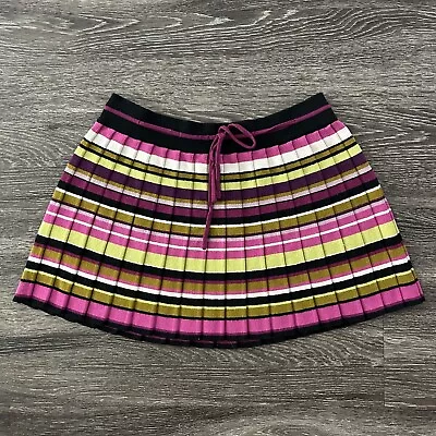 Missoni For Target Knit Pleated Mini Skirt Size S Colorful Striped Pink Green • $24.95