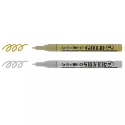 Artline Gold & Silver Metallic Permanent Marker Pens - Ideal For Christmas Cards • £6.95