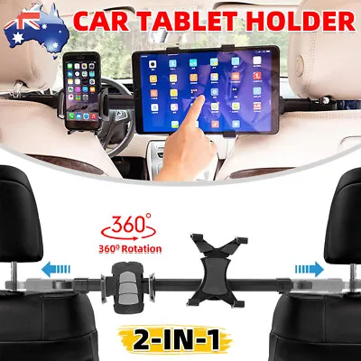 $24.99 • Buy Car Tablet Holder 2IN1 Seat Back Headrest Mount For IPad Phone Adjustable Black
