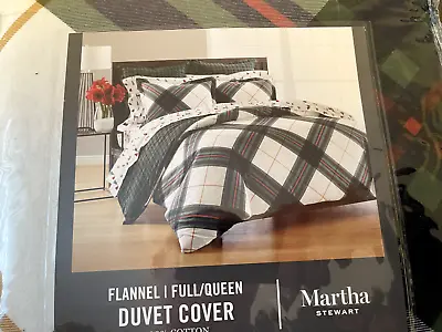 Martha Stewart Winter Lodge Red Green Navy Full/Queen Duvet Cover $160 NEW • $75