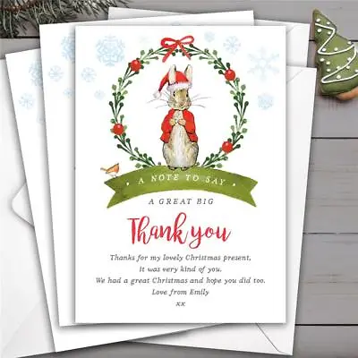 £4.99 • Buy 10 Personalised Peter Rabbit Christmas Thank You Cards Notes Xmas