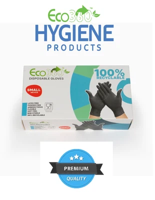 £4.95 • Buy BLACK Disposable Gloves 100% Recyclable / Latex Free / Powder Free / Food Safe