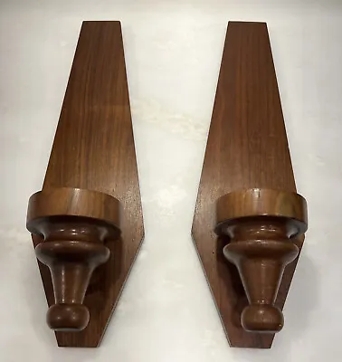 Wooden Sconce Wall Mount Rustic Boho Hardwood MCM Farmhouse Candle Holder VTG • £28.43