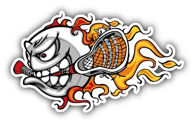 Lacrosse Ball Flaming Face Car Bumper Sticker Decal • $3.30