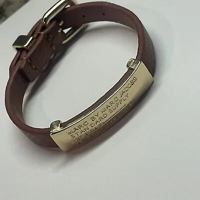 Marc Jacobs Standard Supply Workwear Brown Leather Gold Tone Panel Bracelet • $24.99