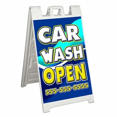 CUSTOMIZABLE CAR WASH OPEN Signicade 24x36 Aframe Sidewalk Sign Banner Decal • $44.95