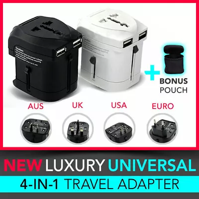 Universal Travel Adapter USB Wall AC Power To AU EU US UK • $16.90