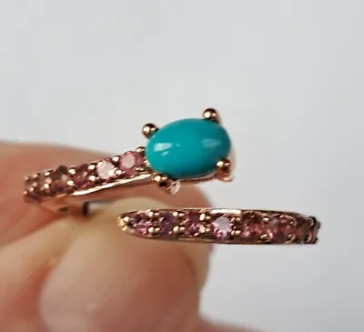 SB TURQUOISE & PINK TOURMALINE RING 9ct Y Gold - Lovely Snake Design - NEW • £168