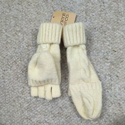 Frye & Co Cable Knit Pop Top Mitten Womens One Size Butter Cream Fingerless • $16.88