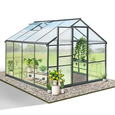 Augaden Greenhouse Aluminium Polycarbonate Green House Grey • $538.39