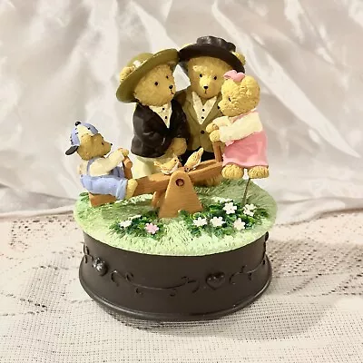 Vintage See Saw Teddy Music Box Birds Children Teddies Park Ornament Musical • $55