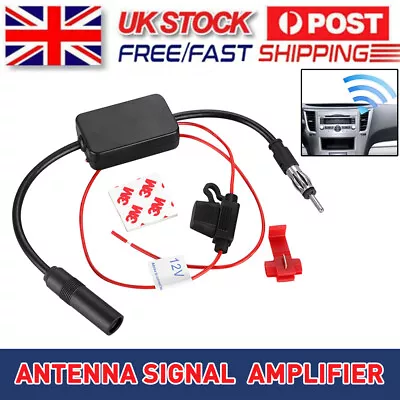 Car Radio Signal Amplifier FM & AM Antenna Aerial Signal Booster 12V Universal • £9.49