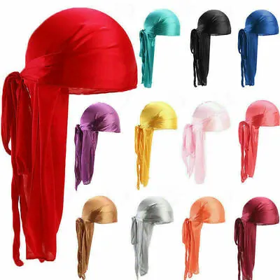 Men Women Turban Hat Pirate Doo Durag Headwear Comfortable Silk/Silky Feel Cap • $6.42