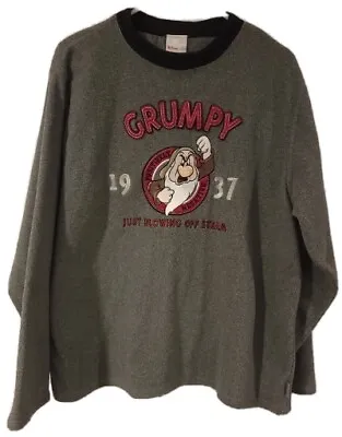 Vintage Disney Grumpy Just Blowing Off Stream Grey Sweatshirt  Disney Store • $9.34