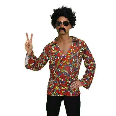 Hippie Flower Power 60s 70s 1960s Hippy Fancy Dress Costume CND Shirt Mens Adult • £12.99