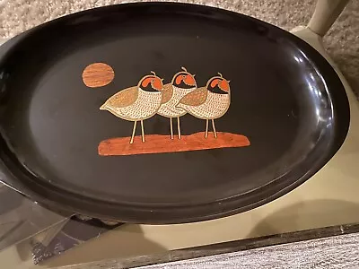 Vintage Couroc Of Monterey California Quail Wood Inlay Tray • $70
