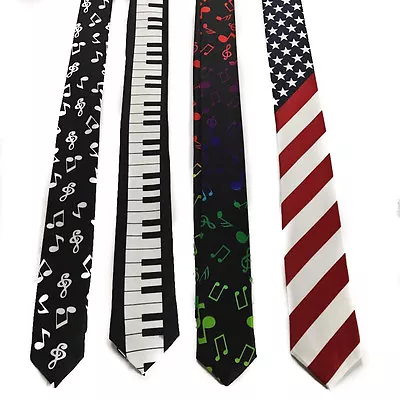 Men Boy Unisex Music Skinny Slim Retro Tie Narrow 1.5  &  2  Wide Thin Necktie  • $7.95