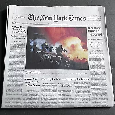 The New York Times Newspaper February 21 2024 Admissions Challenge VA Declined • $14