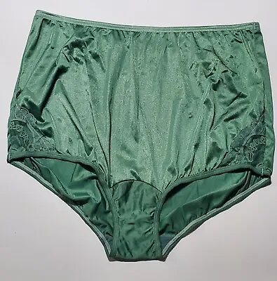 Vanity Fair Sissy Panty LACE Nouveau Slippery Nylon 8/XL Kelly GREEN Granny • $36.99