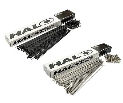 £13.95 • Buy 36 Halo MTB / Road Spokes 2mm - Black Or Silver Stainless With Nipples 12mm