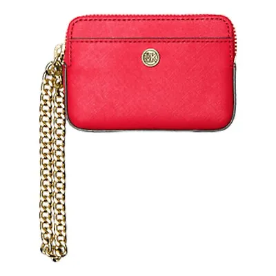 Michael Kors MK Medium Saffiano Leather Chain Card Case Wallet Sangria - NWT • $39.94